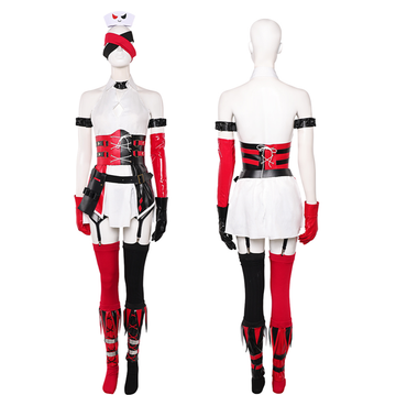 Harley Quinn Cosplay Costume Red Nurse Outfit For Adult Female Halloween Carnival Suit